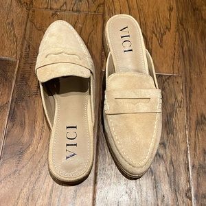 Faux Suede Loafer Mule - Taupe